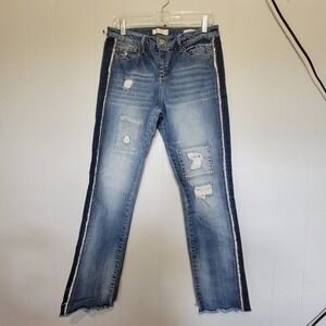 Jessica Simpson Arrow Straight Leg Distressed Patch Jeans Size 29‎
